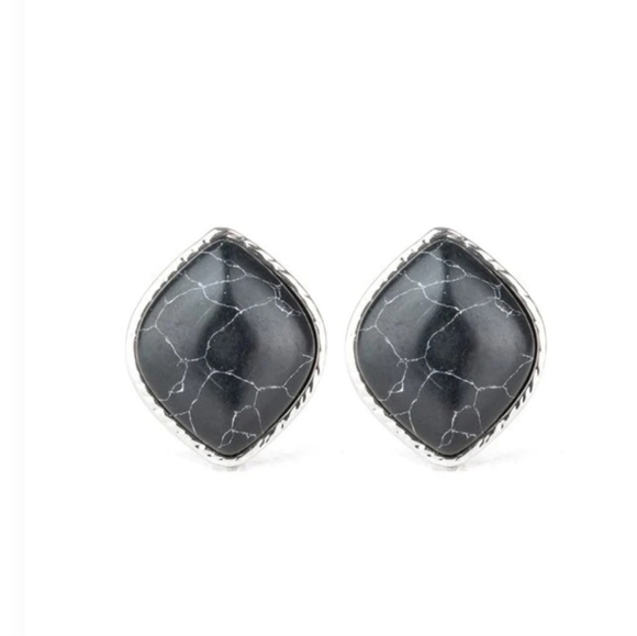 Marble Marvel Black Post Earrings Fabulous - Picture 1 of 4